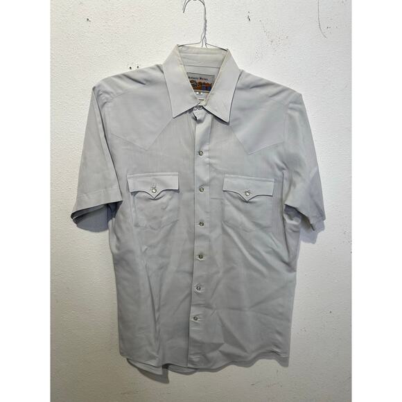 Vintage AUTHENTIC WESTERN Mens White Pearl Snap Collared Button Up Shirt Size 16 - Picture 1 of 6